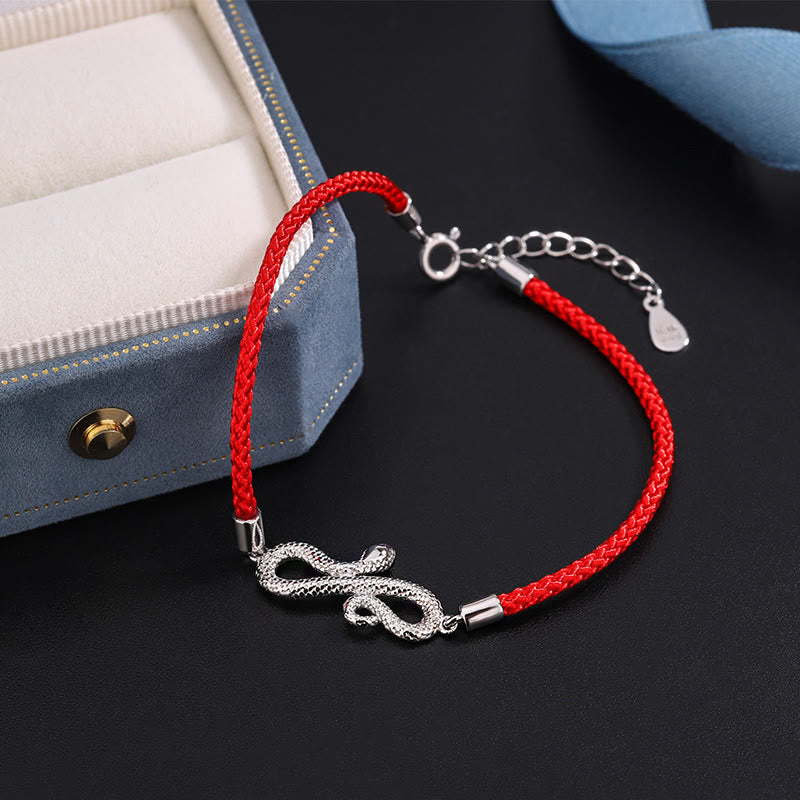 999 Sterling Silver Year of Snake Red Bracelet