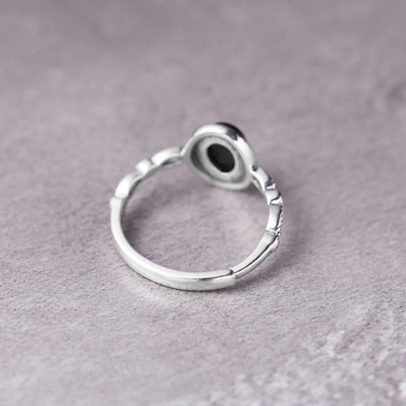 Black Onyx Fortune Ring in 925 Sterling Silver - Protection & Strength