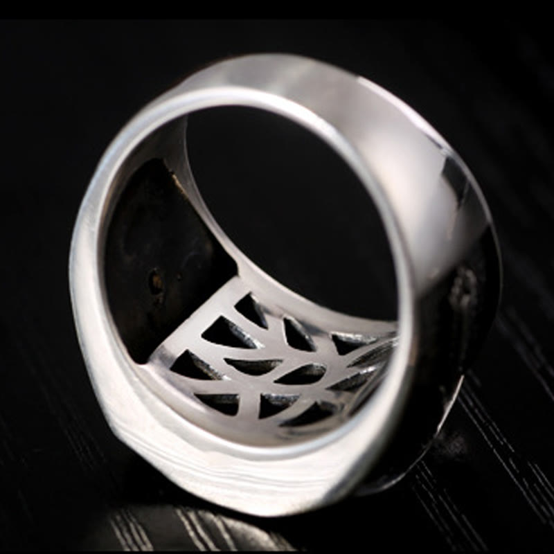 925 Sterling Silver Sanskrit Protection Spiritual Ring Adjustable