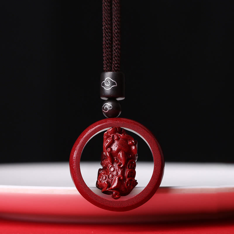 Cinnabar Om Mani Padme Hum Necklace for Blessing & Luck