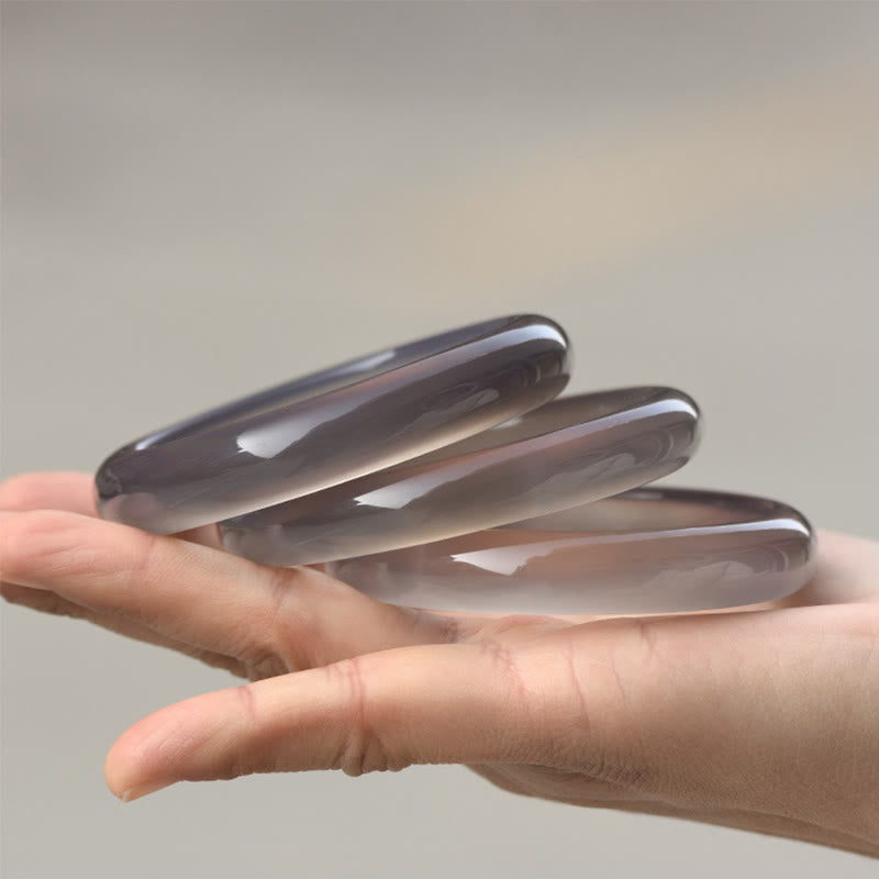 Gray Chalcedony Harmony Bangle Bracelet 52-63mm Size