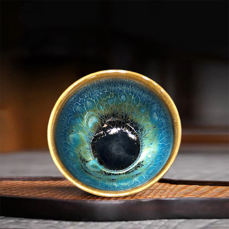 Jianzhan Ceramic Tea Cup 9.5cm Blue Glaze Handmade