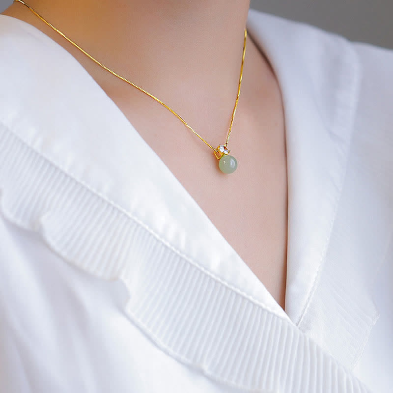 Lucky Bead Jade Prosperity Chain Pendant Necklace