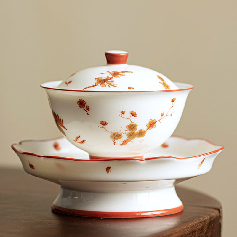 White Porcelain Gaiwan Set for Zen Decor & Tea Rituals