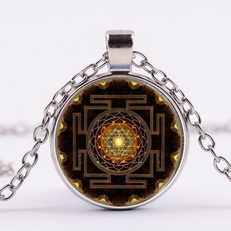 Sacred Sri Yantra Time Gemstone Spiritual Necklace