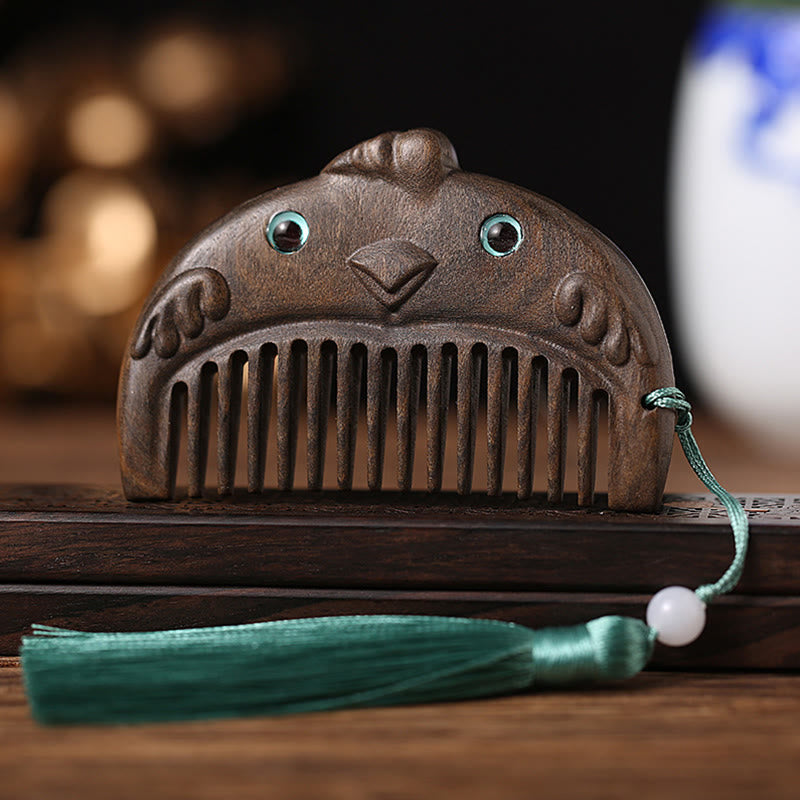 Chinese Zodiac Green Sandalwood Mini Peace Comb