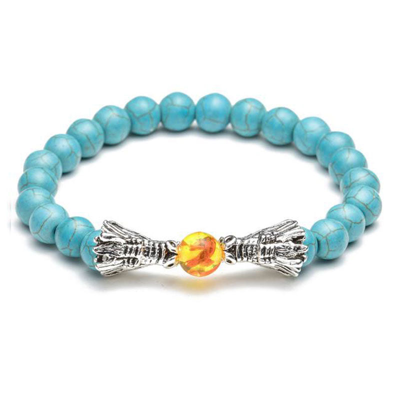 White Turquoise Lava Rock Dragon Blessing Bracelet
