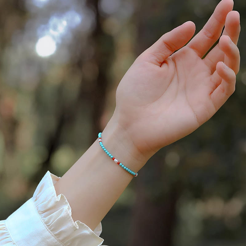 Turquoise Red Agate Protection Bracelet Small Beads