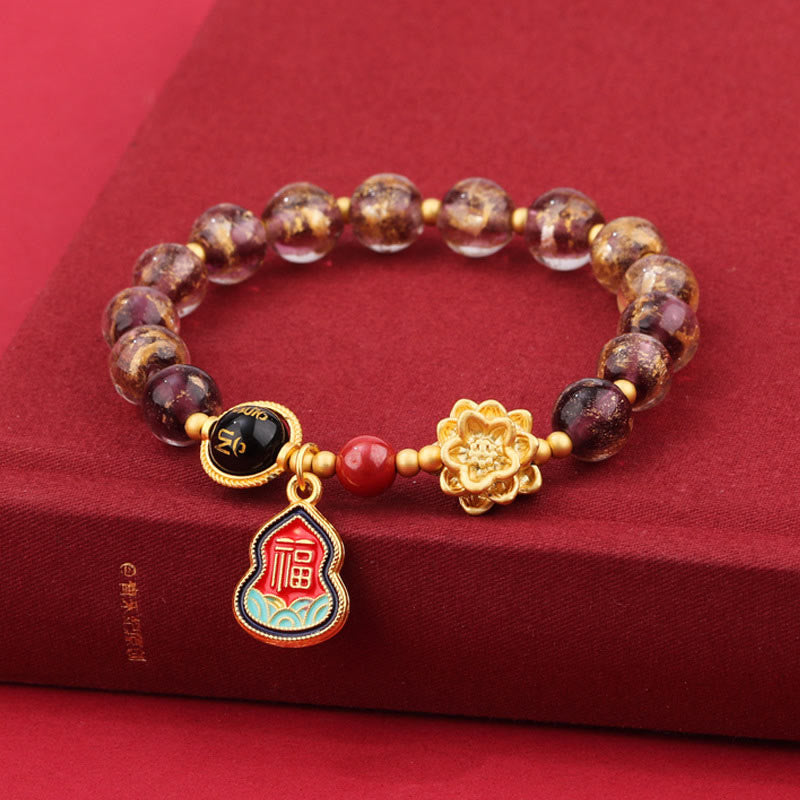 8mm Om Mani Padme Hum Bracelet | Liuli Glass Charm