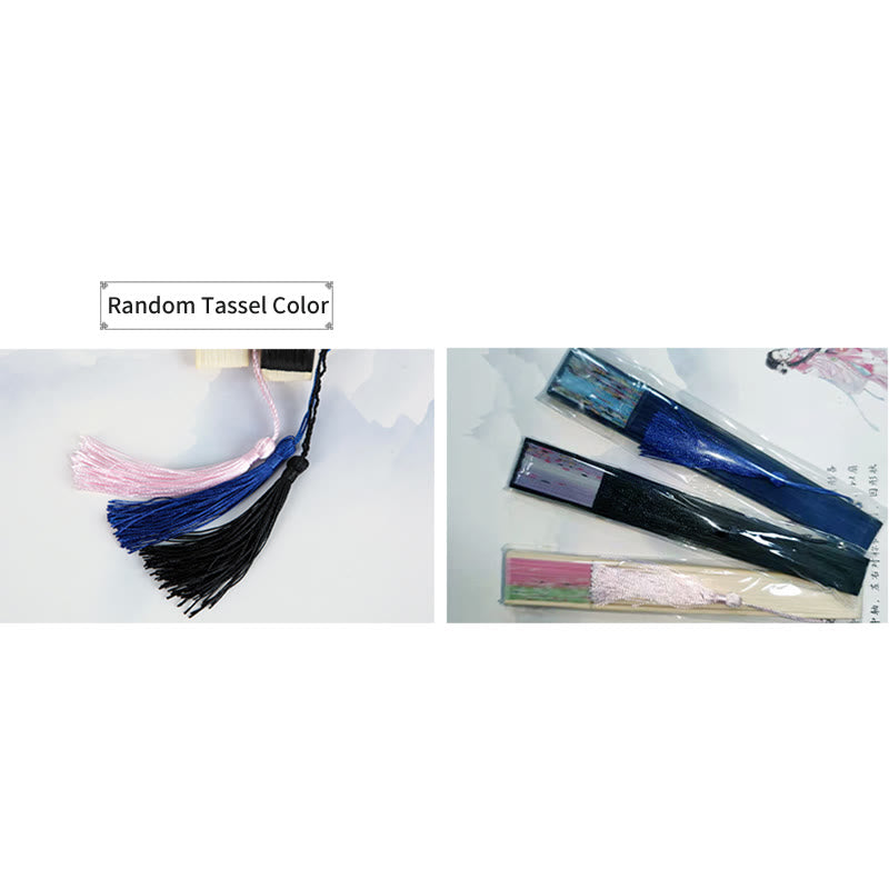 Classic Birds Singing Flowers Bamboo Folding Fan