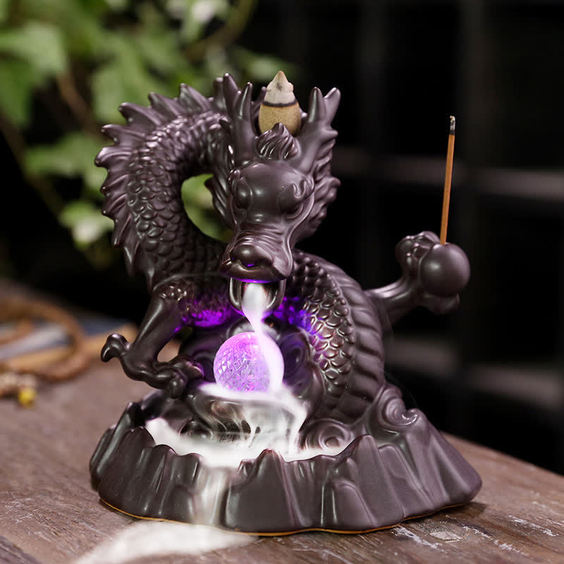 Auspicious Dragon Ceramic Backflow Smoke Incense Burner