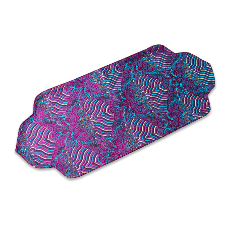Sea Wave Bamboo Plum Blossom Brocade Tea Mat 48x22cm Zen Decor