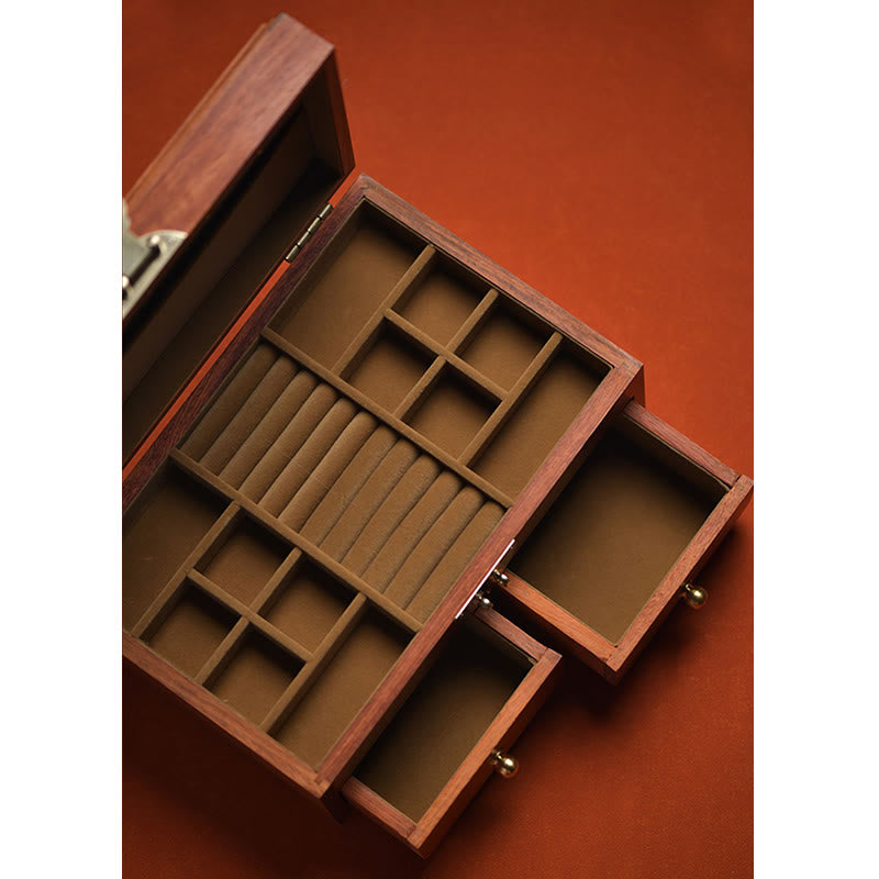 Antique Red Sandalwood Rosewood Handmade Jewelry Storage Box