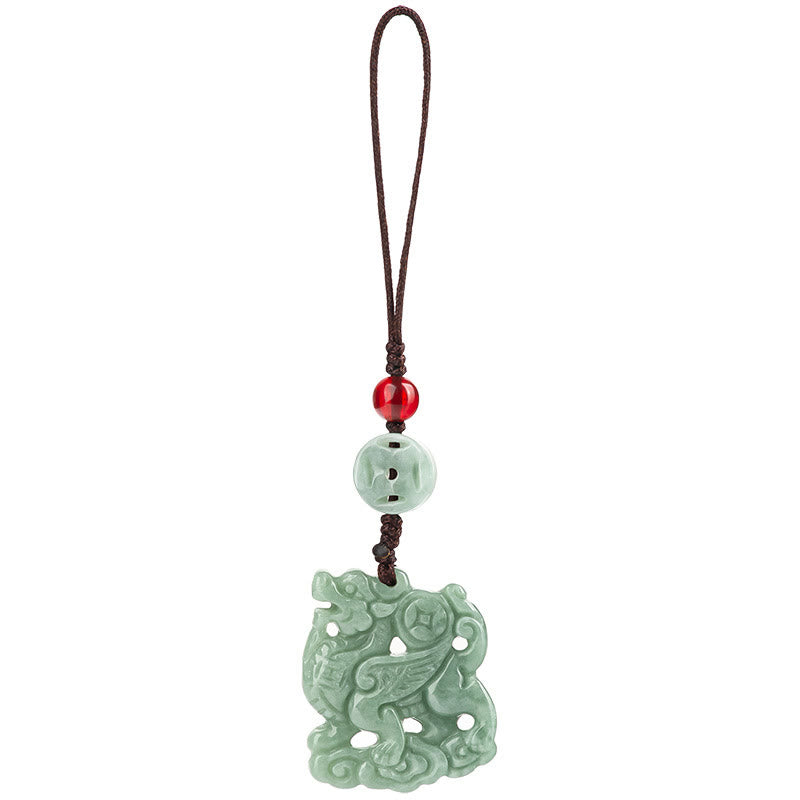 Natural Jade Kirin Prosperity Hanging Decoration for Phone