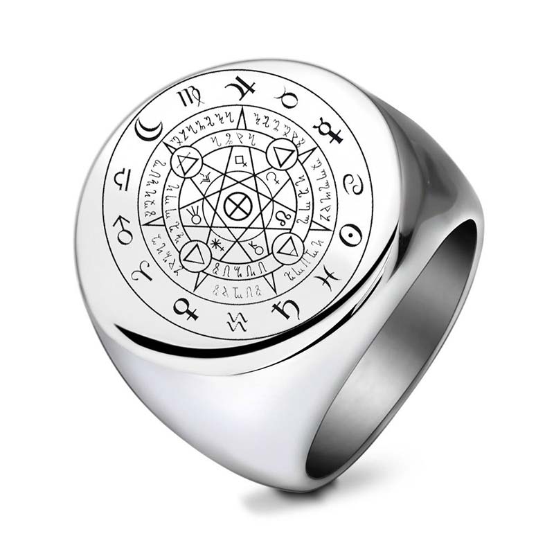 12 Constellations Zodiac Protection Ring in Titanium Steel