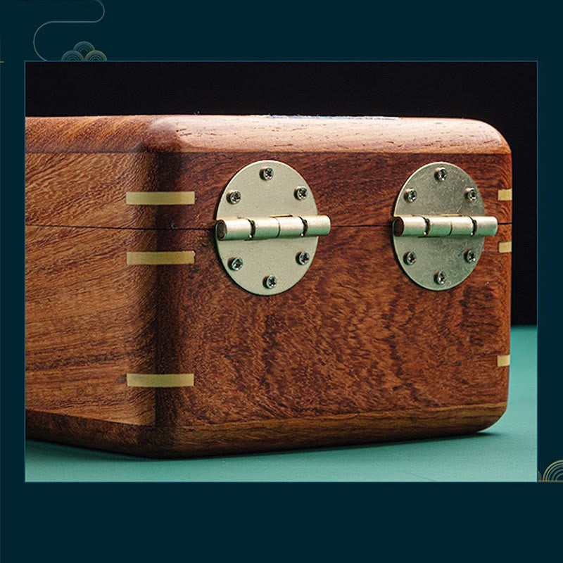 Rosewood Jewelry Box with Antique Flower Leaf Design - Handmade Storage