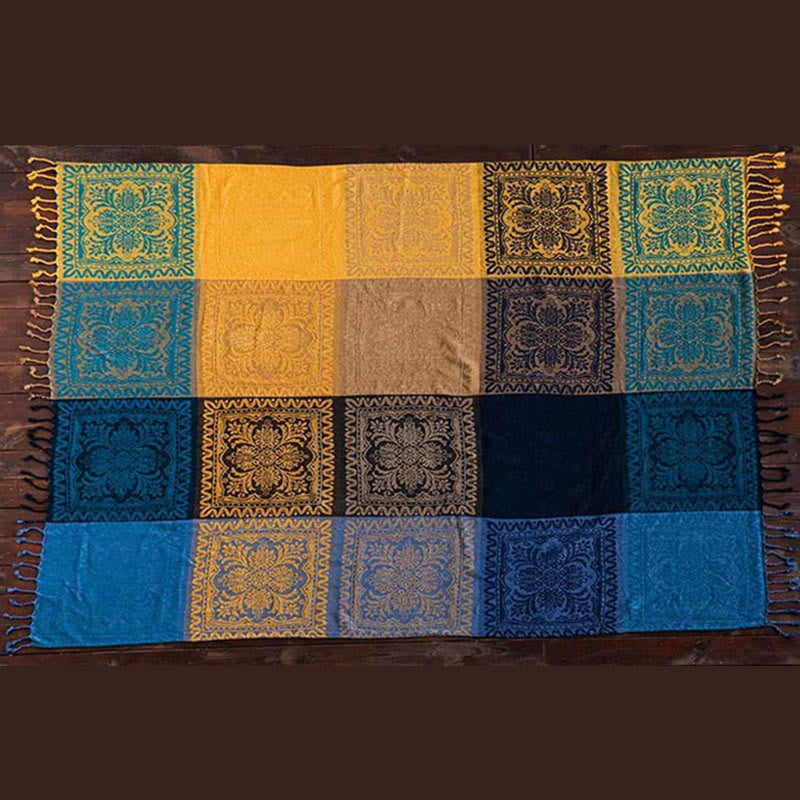 150x190cm Tibetan Blanket Colorful Flower Pattern Cozy Throw