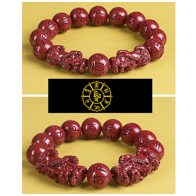 8mm Natural Double Pixiu Cinnabar Wealth Bracelet