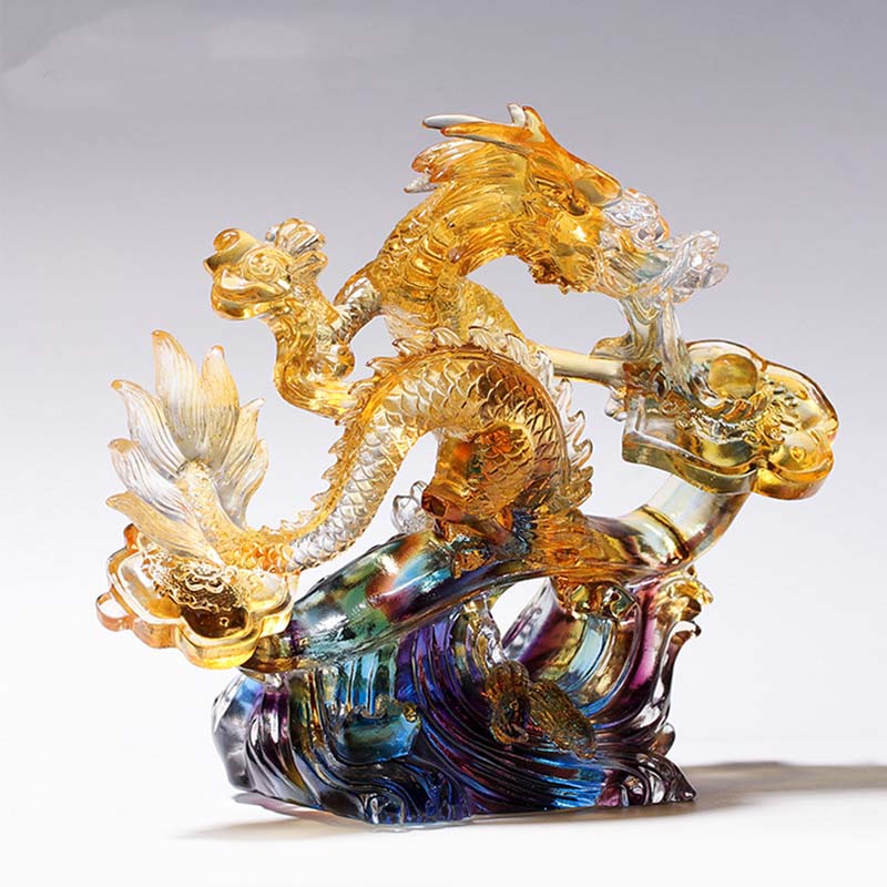 Liuli Crystal Dragon Ruyi Handle | Protection Zen Decor
