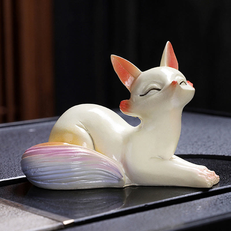 Color Changing Fox Tea Pet Resin Figurine | Zen Decor
