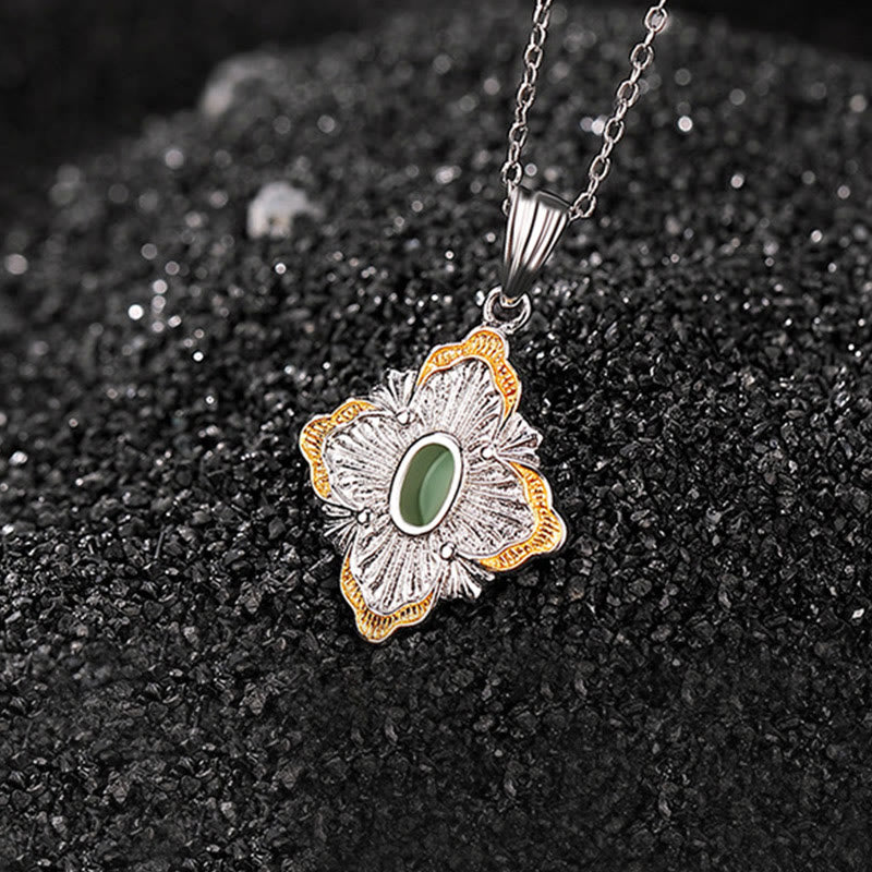 Hetian Cyan Jade Rhombus Necklace for Luck & Healing