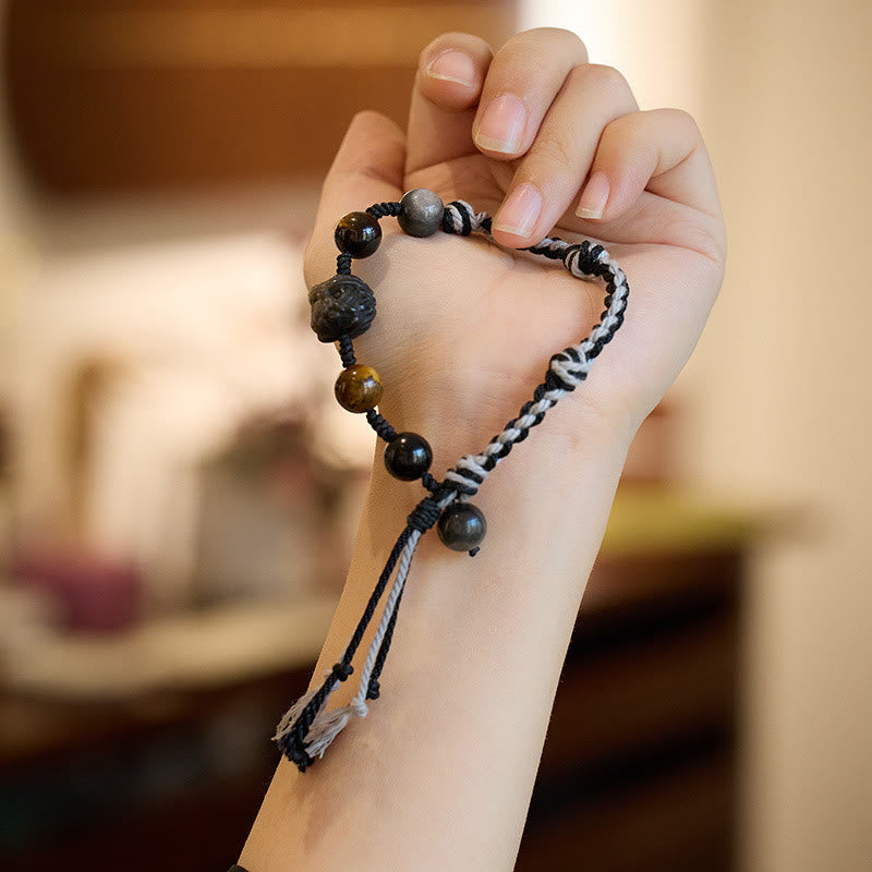 Fluorite Amethyst Protection Rope Bracelet 14-18cm