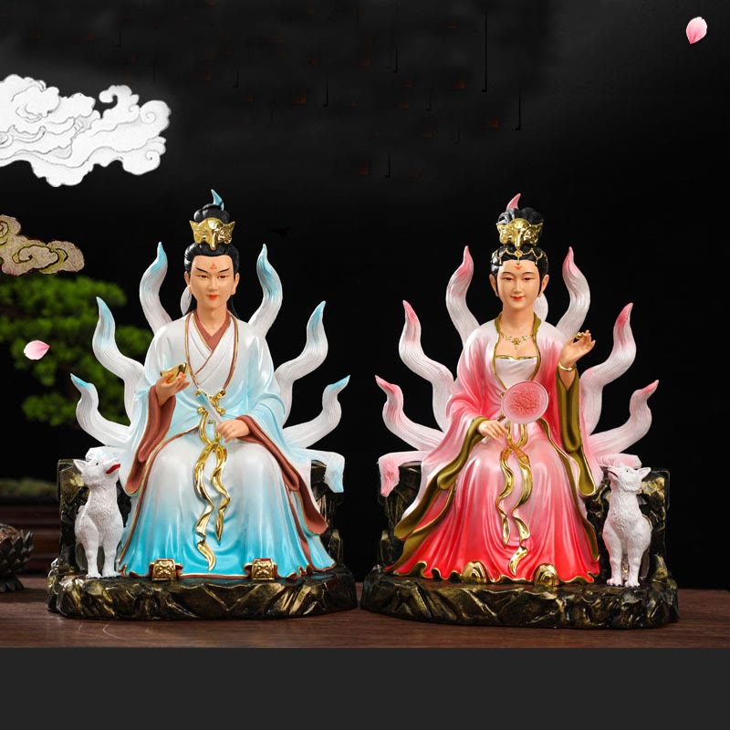 Nine Tailed Fox Resin Zen Decor Sculpture for Luck & Protection