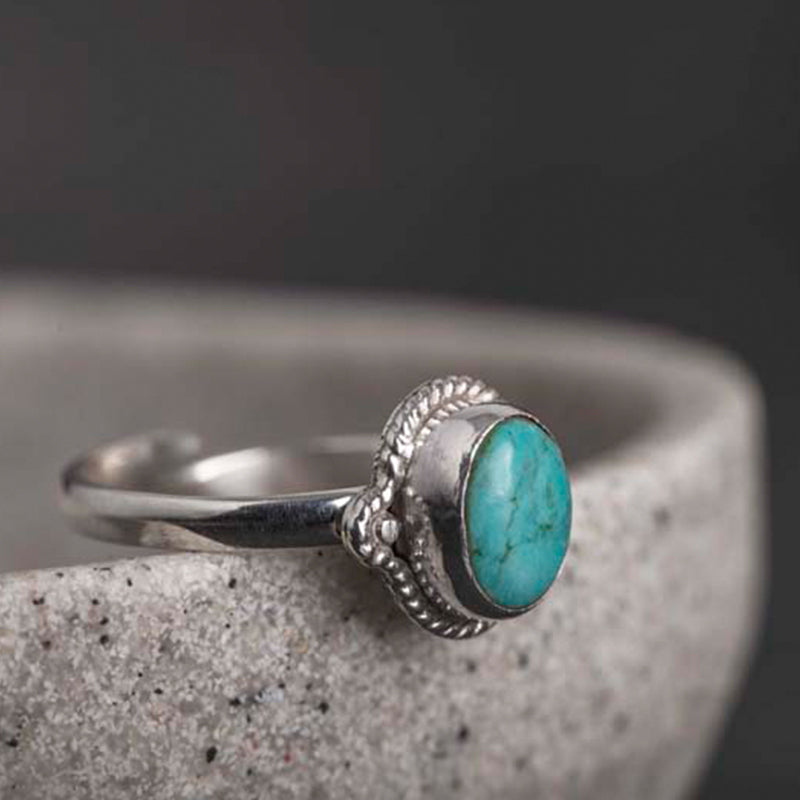 Adjustable Turquoise Ring 925 Sterling Silver Wisdom