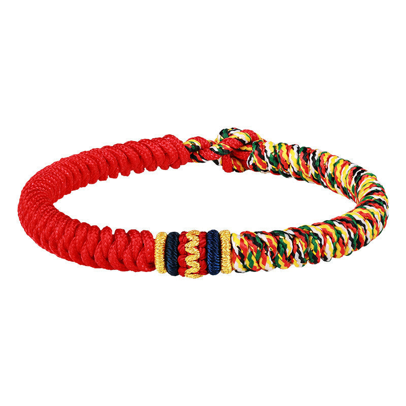 Multicolored Red String Bracelet with King Kong Knot for Protection