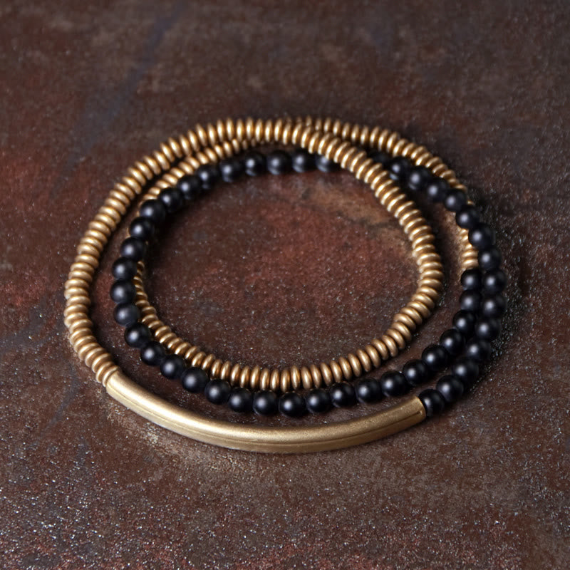 Triple Wrap Agate Stone Protection Copper Bracelet