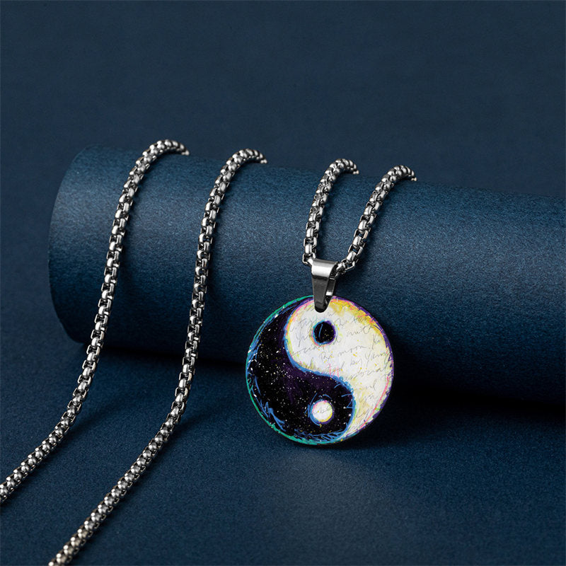 Titanium Steel Yin Yang Koi Fish Harmony Necklace