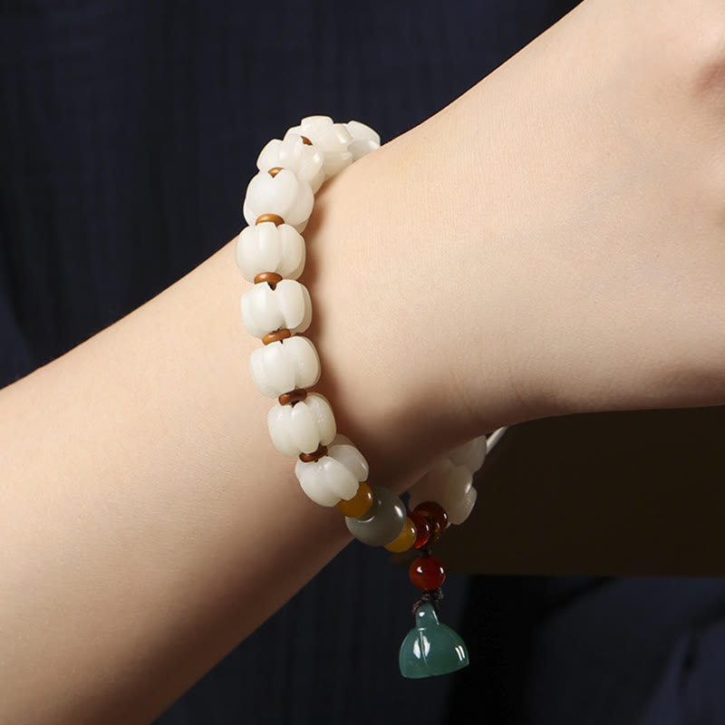 Bodhi Seed Red Agate Lotus Harmony Bracelet