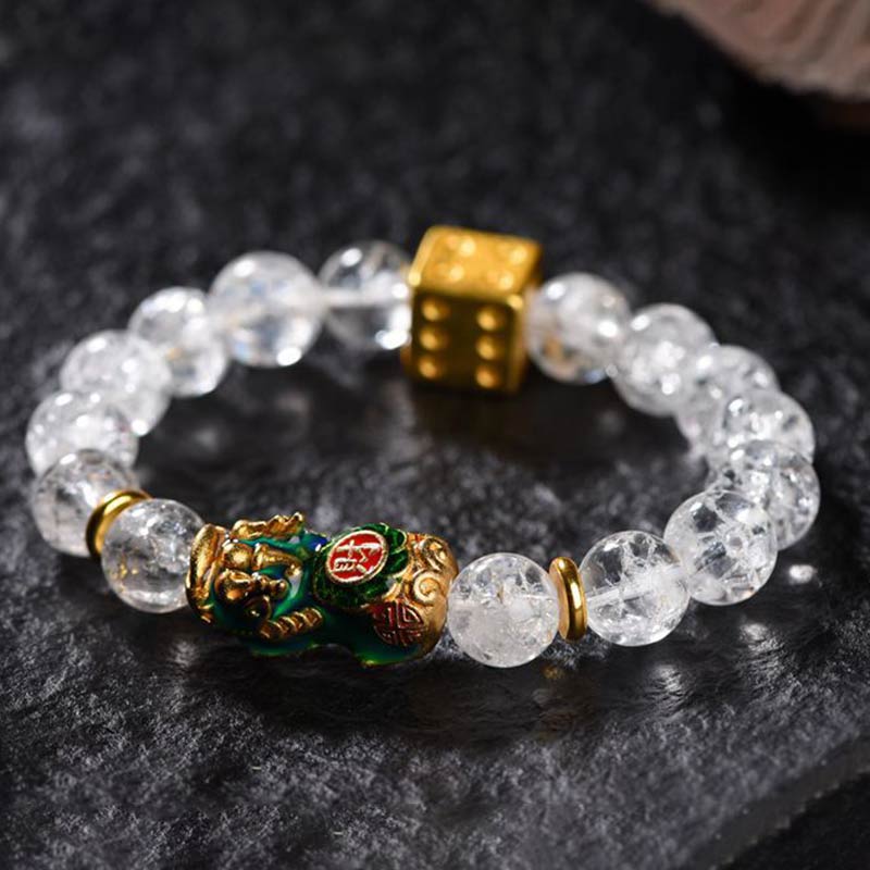 10mm Pixiu White Crystal Wealth Bracelet
