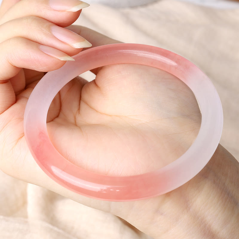 8mm Pink Golden Silk Jade Wealth Bracelet Bangle