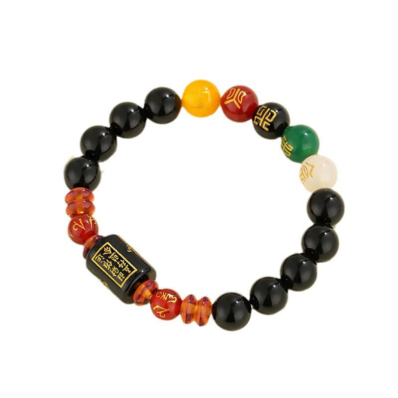 Five Elements Black Onyx Agate Bracelet for Wisdom & Wealth