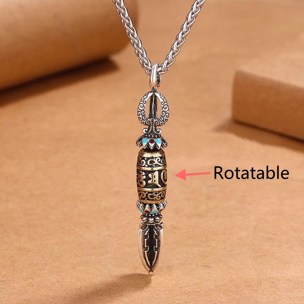 Om Mani Padme Hum Copper Agate Protection Pendant Necklace