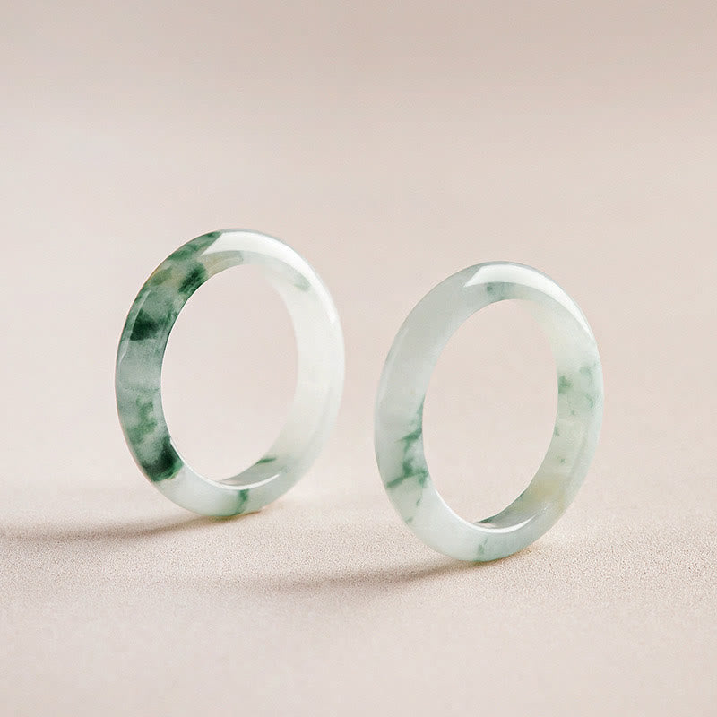 Natural Green Jade Ring for Luck and Abundance 17mm