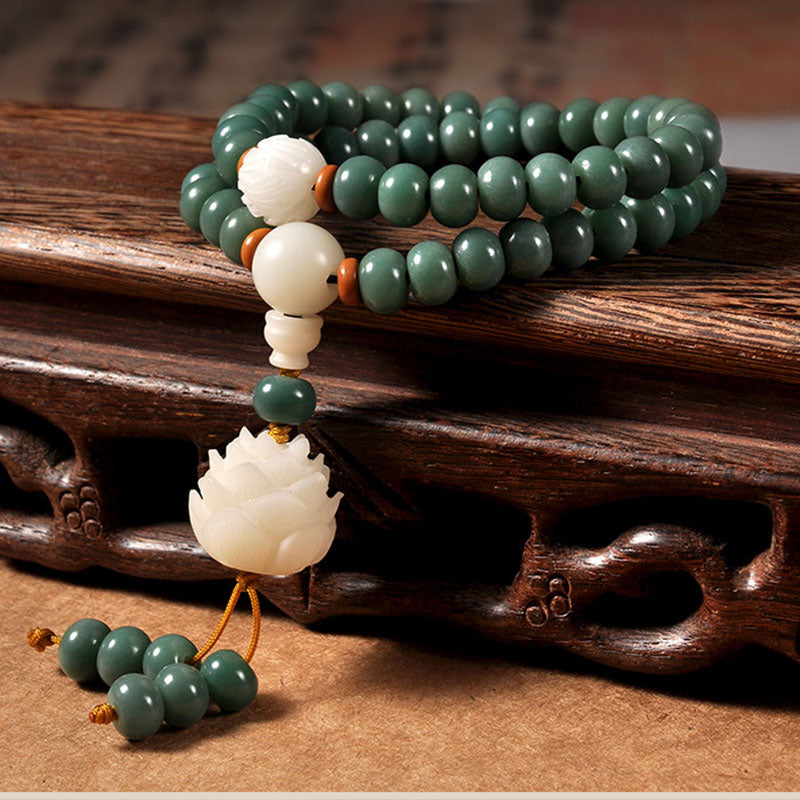 6x8mm Bodhi Seed Lotus Bracelet for Success and Enlightenment
