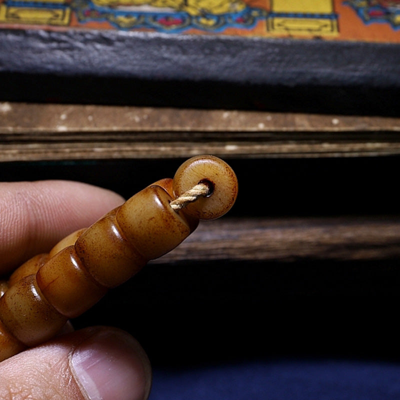 Yak Bone Amber 108 Bead Mala Bracelet for Balance