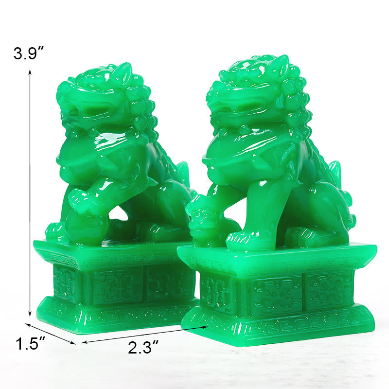 Fu Foo Dogs Pair Spiritual Statues Resin Feng Shui Guardians