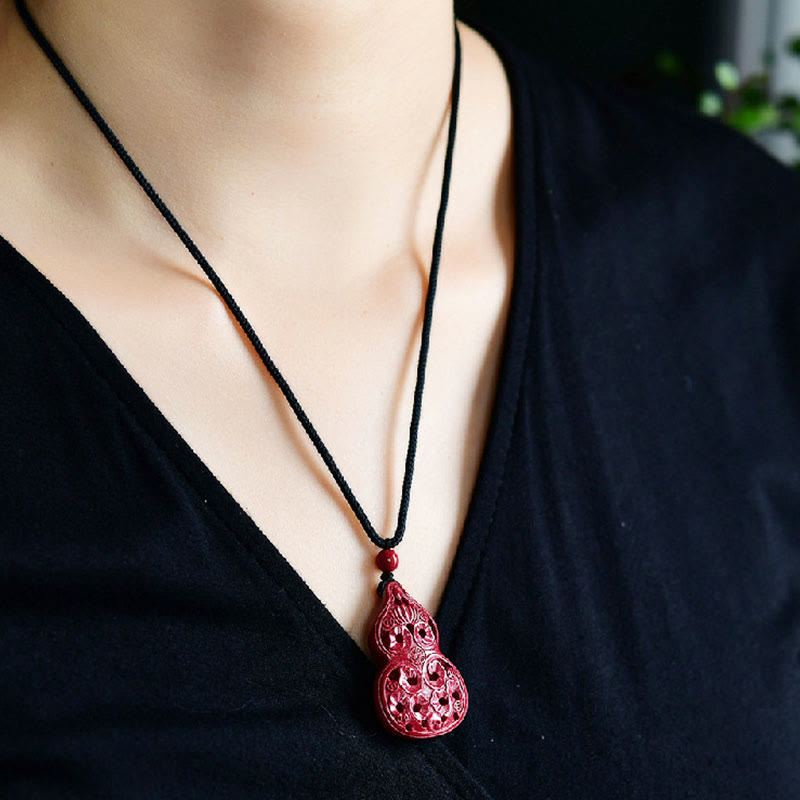 Cinnabar Buddha Necklace with Laughing Buddha & Yin Yang Pendant