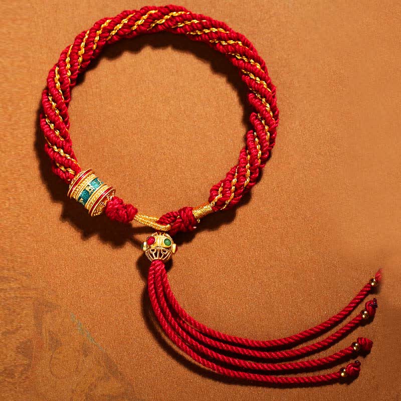 Handmade Tibetan Red String Bracelet for Luck and Protection