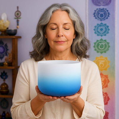 Crystal Singing Bowl - Throat Chakra G Note Meditation Bowl