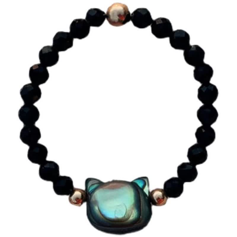 Unisex Tridacna Stone Cat 14K Gold Spiritual Ring