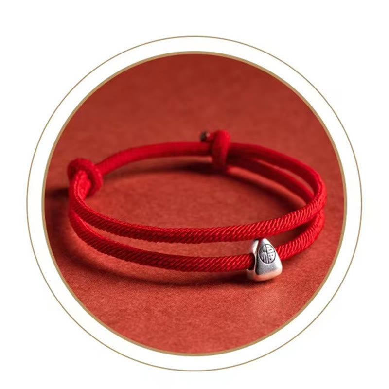 925 Sterling Silver Handmade Fu Character Blessing Bracelet