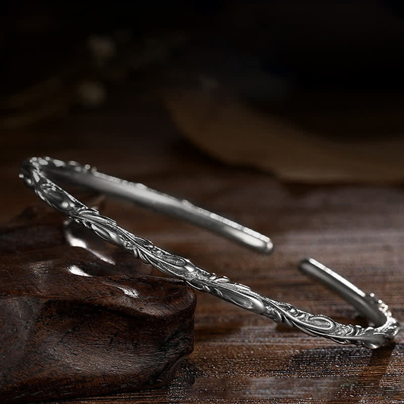 925 Sterling Silver Vine Engraved Protection Bracelet