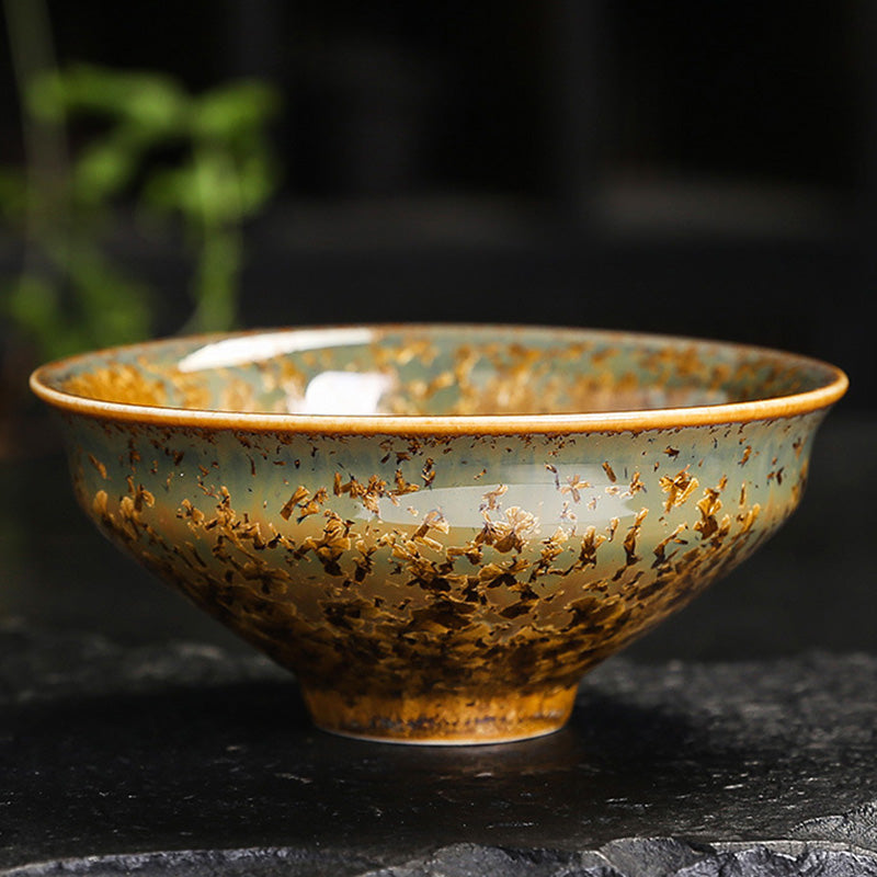 Colorful Brown Ceramic Chinese Tea Cup Bowl 210ml Size