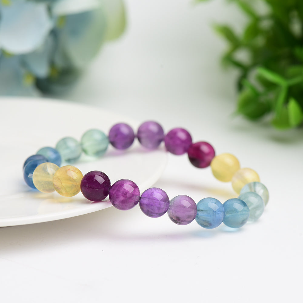 9mm Mixed Fluorite Healing Bracelet for Chakra Balance