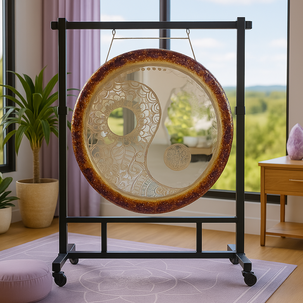 Floral Yin Yang Chinese Gong Instrument for Sound Relaxation
