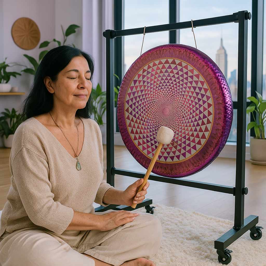 Pink Sacred Geometry Lotus Gong Instrument